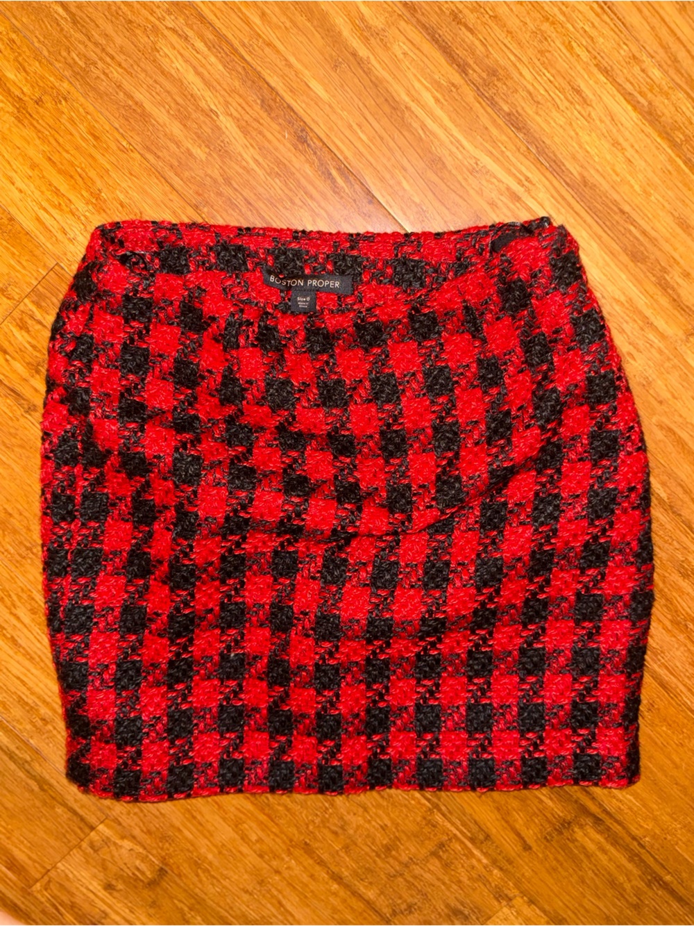 Boston Proper Red and Black Mini Skirt